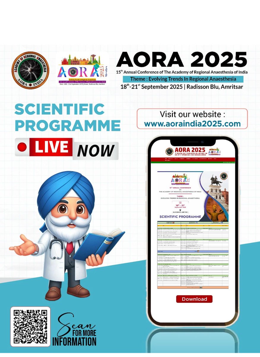 Join us in Amritsar this September for #AORA25.

The scientific program is now live: aoraindia2025.com/assets/Scienti…