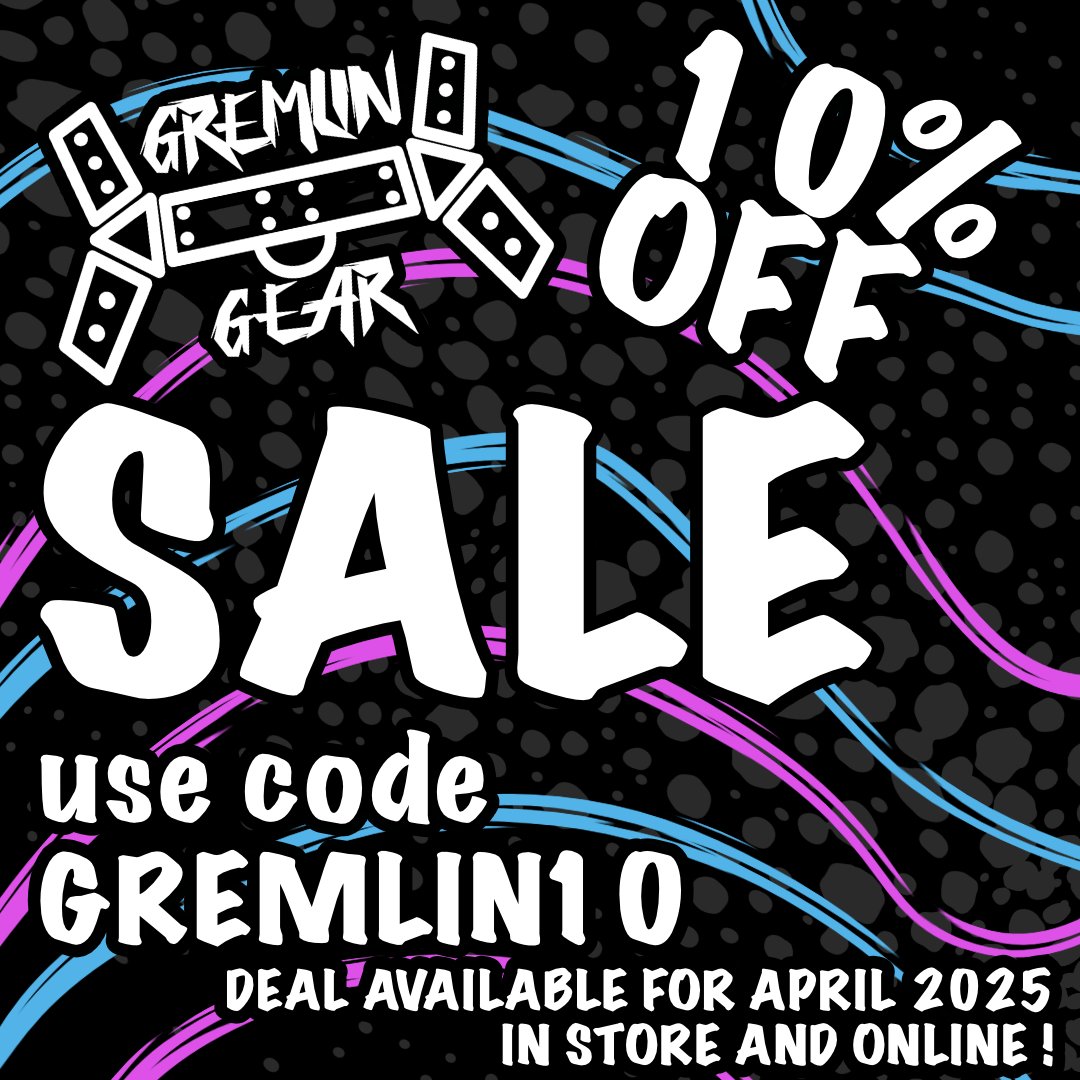 SALE!!!!

We had our best month last month! 
So we wanted to share that with you.

10% off!!

Use Code: GREMLIN10 
or
gremlingear.co.uk/discount/GREML…