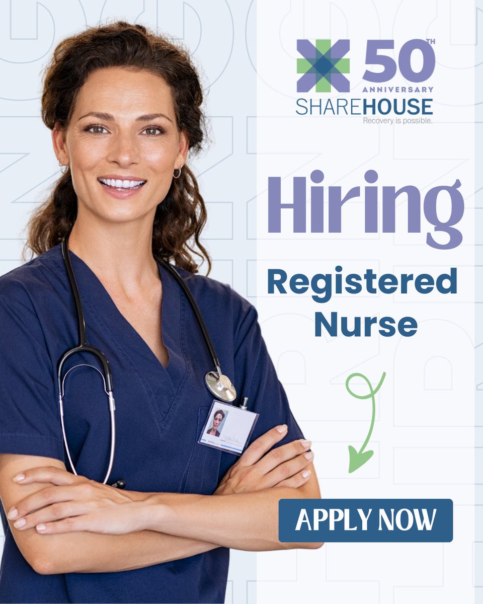 ShareHouseFargo's tweet photo. Now Hiring: Registered Nurse – Residential! Join ShareHouse and make a difference in the lives of those on their recovery journey. Competitive pay, 100% company-paid single plan health insurance, generous PTO, and a supportive team! Apply today: [https://t.co/2Gd2smcJzC] https://t.co/ls66K4xwyD