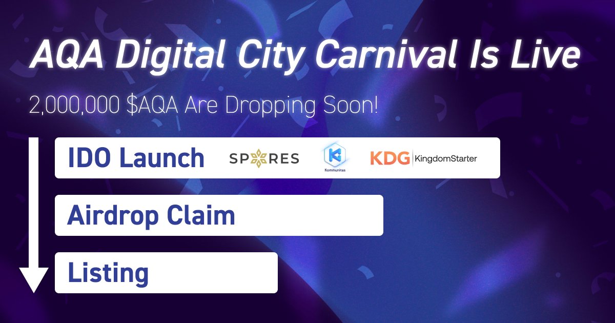 AQA (๐,๐ณ,๐) (@aqa314) on Twitter photo Join AQA Digital City Carnival & Celebrate the Glorious Return
๐ณ Earn 2,000,000 $AQA on Galxe: app.galxe.com/quest/AQA/GC1pโฆ
๐ $AQA IDO Launch (4/11-4/12)๏ผ<a href="/Kingdomstarter/">KingdomStarter</a>, <a href="/Spores_Network/">Spores Network</a>, <a href="/kommunitasnet/">Kommunitas Official</a>
๐ #Airdrop Claim: Coming soon
๐ CEX Listing: Coming soon
Come enjoy the Join AQA Digital City Carnival & Celebrate the Glorious Return
๐ณ Earn 2,000,000 $AQA on Galxe: app.galxe.com/quest/AQA/GC1pโฆ
๐ $AQA IDO Launch (4/11-4/12)๏ผ<a href="/Kingdomstarter/">KingdomStarter</a>, <a href="/Spores_Network/">Spores Network</a>, <a href="/kommunitasnet/">Kommunitas Official</a>
๐ #Airdrop Claim: Coming soon
๐ CEX Listing: Coming soon
Come enjoy the