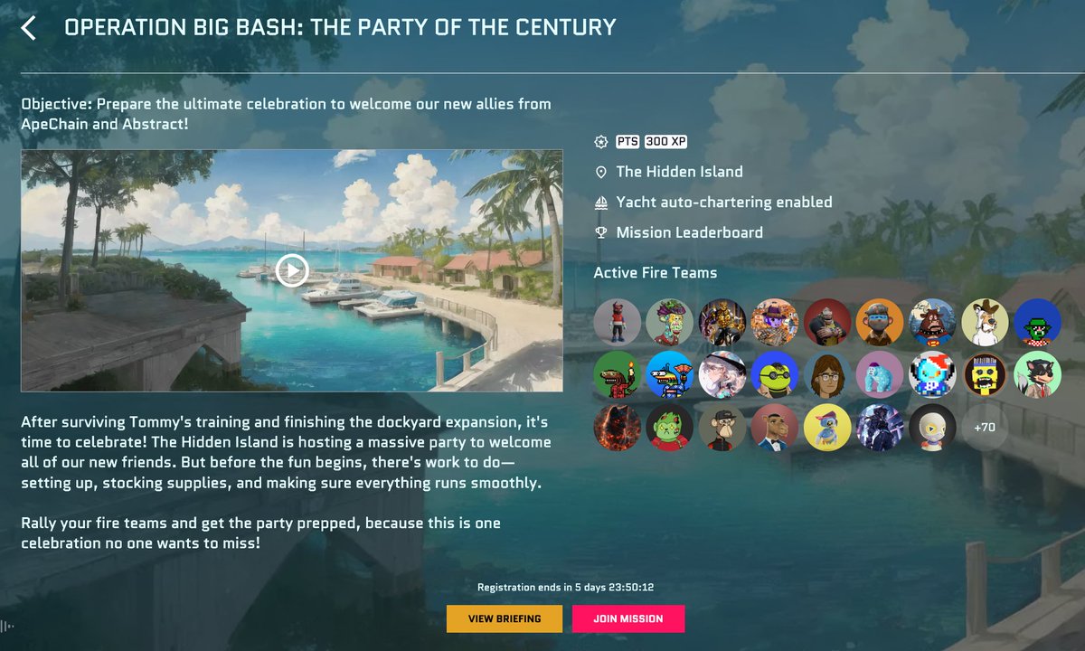 the8102game's tweet image. GM friends ☀️⛵️

Our fifth and final mission of this mini-series, Operation Big Bash, is now open for registration! 

Make sure to
✅Read the briefing — it’s really fun
✅Deploy your teams
✅Post a screenshot as a tweet to enter our new yacht giveaway