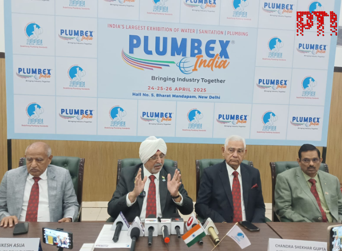 PTI_News's tweet photo. PHOTO | "India's water treatment market provides immense opportunities. The industry is expected to touch the USD 1 billion mark by 2030," said Gurmit Singh Arora, National President, Indian Plumbing Association, while addressing the media in New Delhi earlier today. https://t.co/cMJjbnIPhB