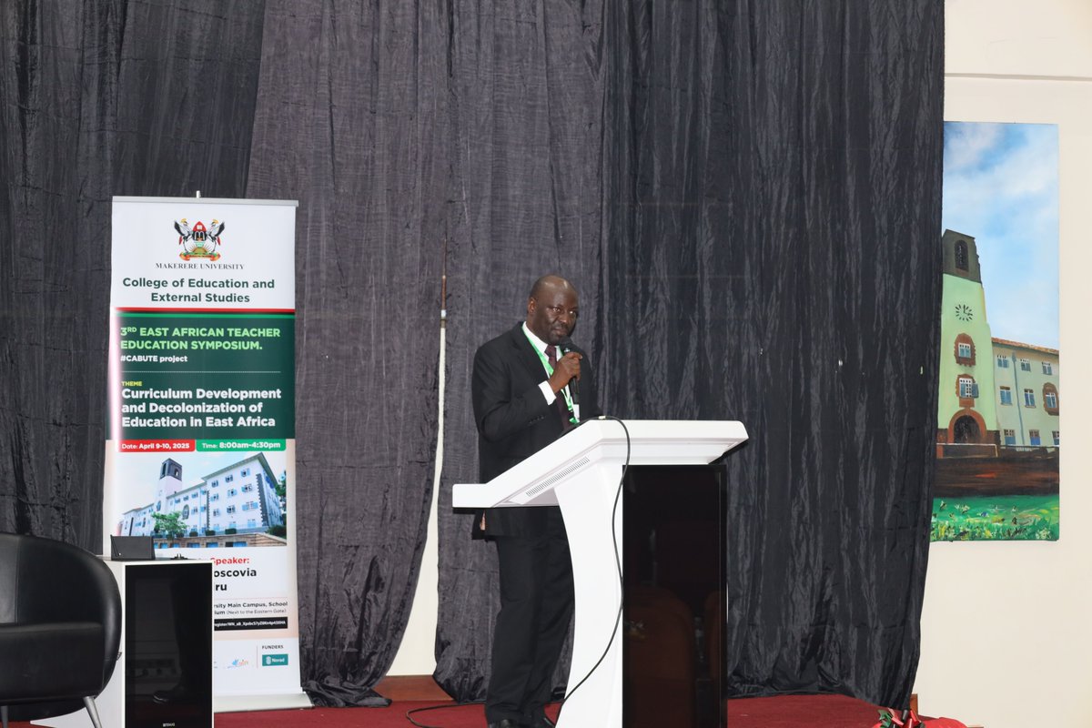 MaKCEES's tweet photo. The country coordinator #CABUTE @mpbirevu asserted that this symposium advances our goals of ensuring teacher education remains relevant, inclusive, and transformative. May it foster impactful discussions, knowledge sharing, and new collaborations. #EATES2025 @Makerere,@UiB https://t.co/f6cFuU3Dty