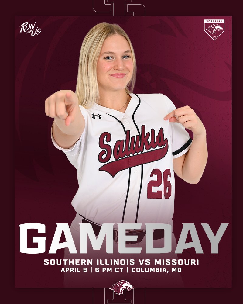 SIU_Softball's tweet photo. Ready for an SEC clash with the Tigers 👊

🆚 Missouri
⏰ 6 PM CT
🏟️ Mizzou Softball Stadium - Columbia, MO
📊 https://t.co/HIEFYhxZk7
📺 https://t.co/i8bODAnEBb

#Salukis | #RunWithUs https://t.co/oaDb4twkjE