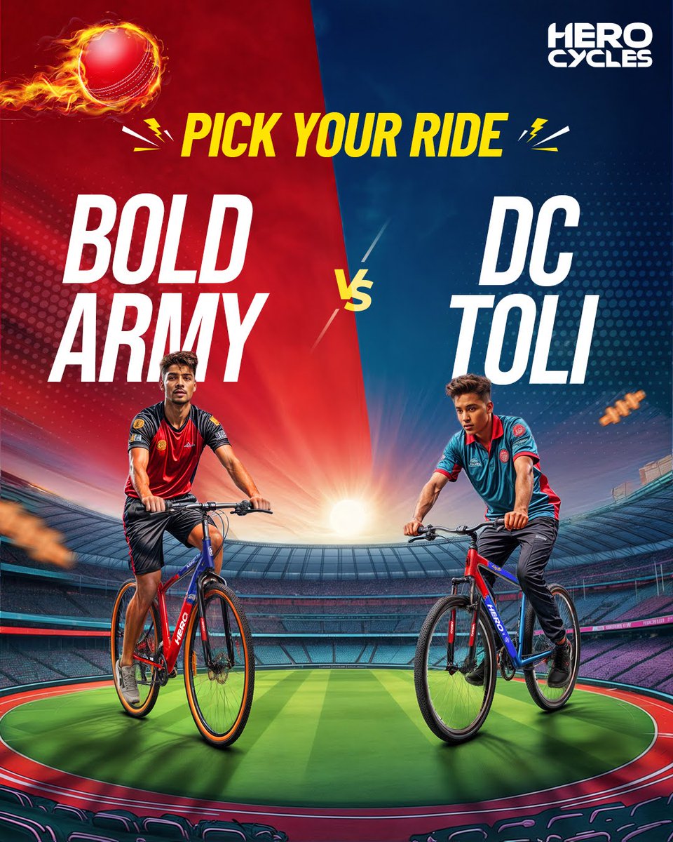 Hero_Cycles's tweet photo. Are you rolling with the #DCToli or riding fearless with the #BoldArmy? 💪
Comment your gang below! ⬇️
#RCB #RoyalChallengersBangalore #DC #DelhiCapitalsq #IPL #HeroCycles https://t.co/olOobOoqXR