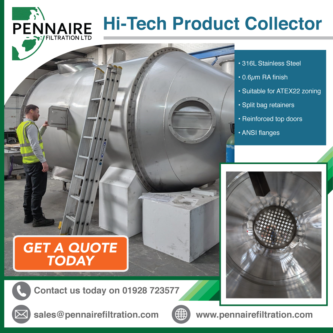 Pennaire recently completed the design &amp; supply of a cylindrical #filter unit specifically for product collecting. This reverse #jet bag filter unit successfully completed FAT (Factory Acceptance Testing) before being delivered to site abroad.

Contact us today on 01928 726577