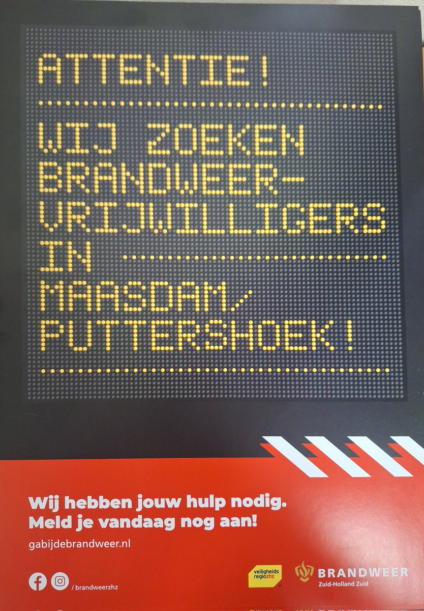 🔥Wij zijn naar jou op zoek! 🔥
Om klaar te kunnen blijven staan voor mens en dier binnen ons verzorgingsgebied zijn wij op zoek naar nieuwe collega's!

Iets voor jou? Ga naar gabijdebrandweer.nl 🚒🚨