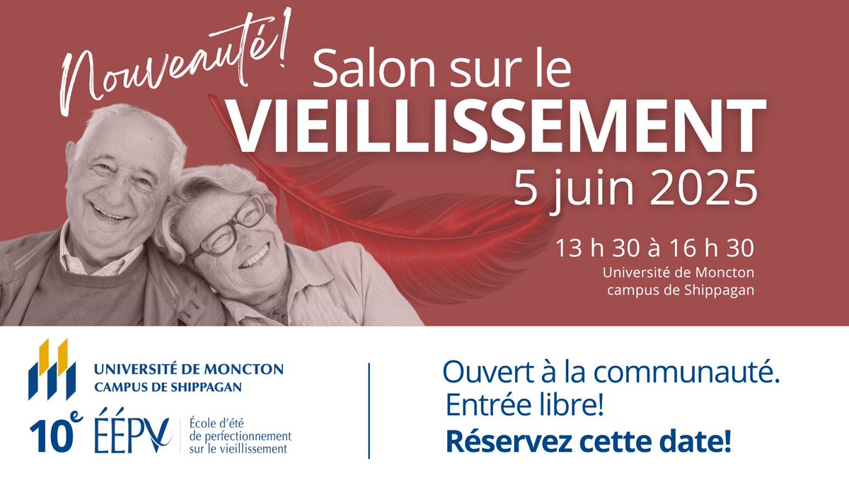 VIEILLISSEMENT  |  La 10e École d’été de perfectionnement sur le vieillissement vous invite à son tout premier Salon sur le vieillissement, qui aura lieu le 5 juin 2025. Une occasion unique d’échanger, de découvrir et de s’inspirer. Réservez la date à votre agenda !
