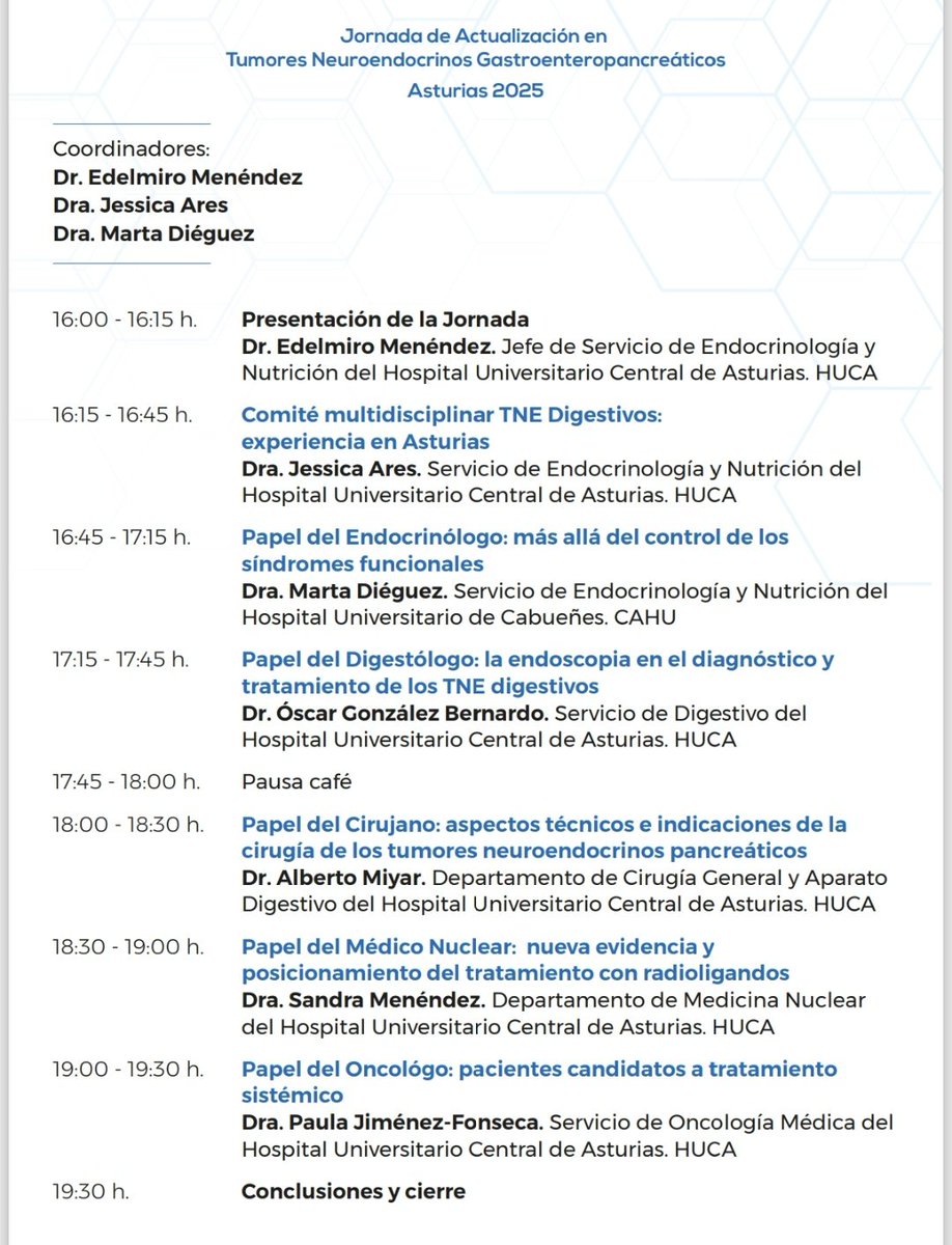 ¡Save the date! 📅 8 de mayo
Jornada TNE-GEP en Oviedo (HUCA)
Actualización, casos y enfoque multidisciplinar. Inscripción gratuita aquí :sadeno.es/formulario-jor…
#TNE #Endocrino #Salud #Oviedo <a href="/endohuca/">ENDOHUCA</a> <a href="/PaulaJFonseca/">Paula Jimenez Fonseca</a>