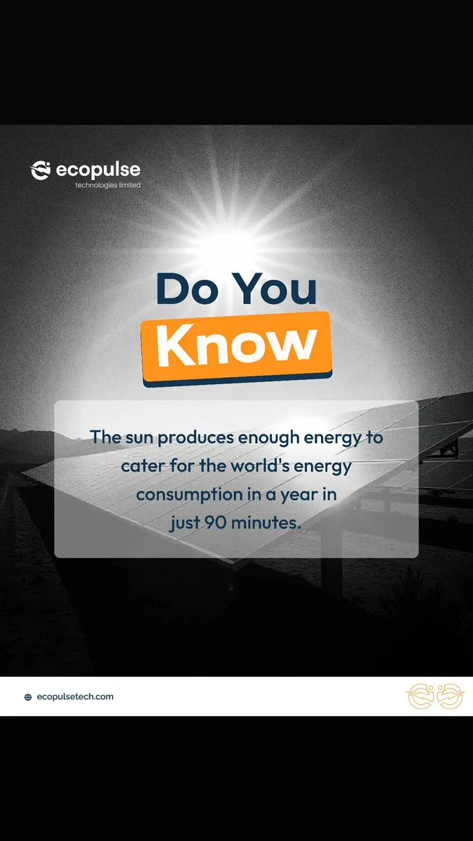 EcopulseTech's tweet photo. Imagine harnessing the sun's energy—90 minutes of sunlight could fuel the planet for a whole year! 🌍✨ #RenewableEnergy #SolarPotential https://t.co/GbsfC1J6m2