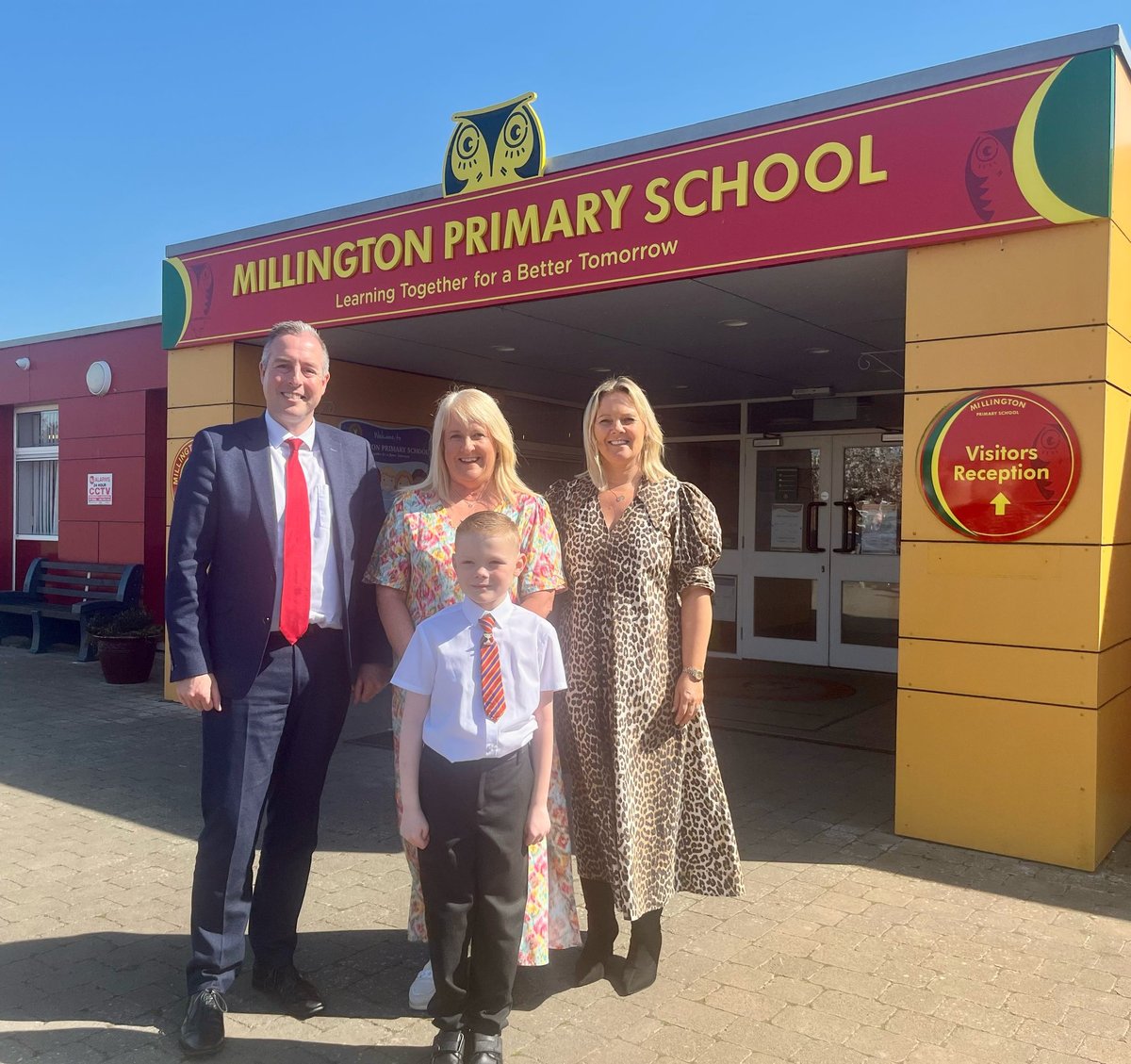 Education NI (@education_ni) on Twitter photo Following an invite from pupil Samuel Boyes, Education Minister <a href="/paulgivan/">Paul Givan</a> paid a visit to Millington Primary School in Portadown today.
The Minister was greeted by Principal Heather Murray, VP Kathryn Taylor and Samuel for a tour of the school and a special assembly. Following an invite from pupil Samuel Boyes, Education Minister <a href="/paulgivan/">Paul Givan</a> paid a visit to Millington Primary School in Portadown today.
The Minister was greeted by Principal Heather Murray, VP Kathryn Taylor and Samuel for a tour of the school and a special assembly.