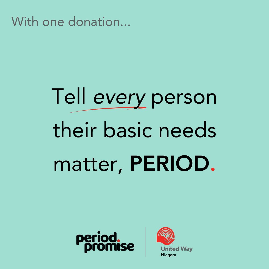 This past year, 1 in 4 women who menstruate had to choose between buying menstrual products and paying for essentials like food or rent. 

Learn how United Way Niagara is addressing this issue at unitedwayniagara.org/community-init…
#PeriodPromise