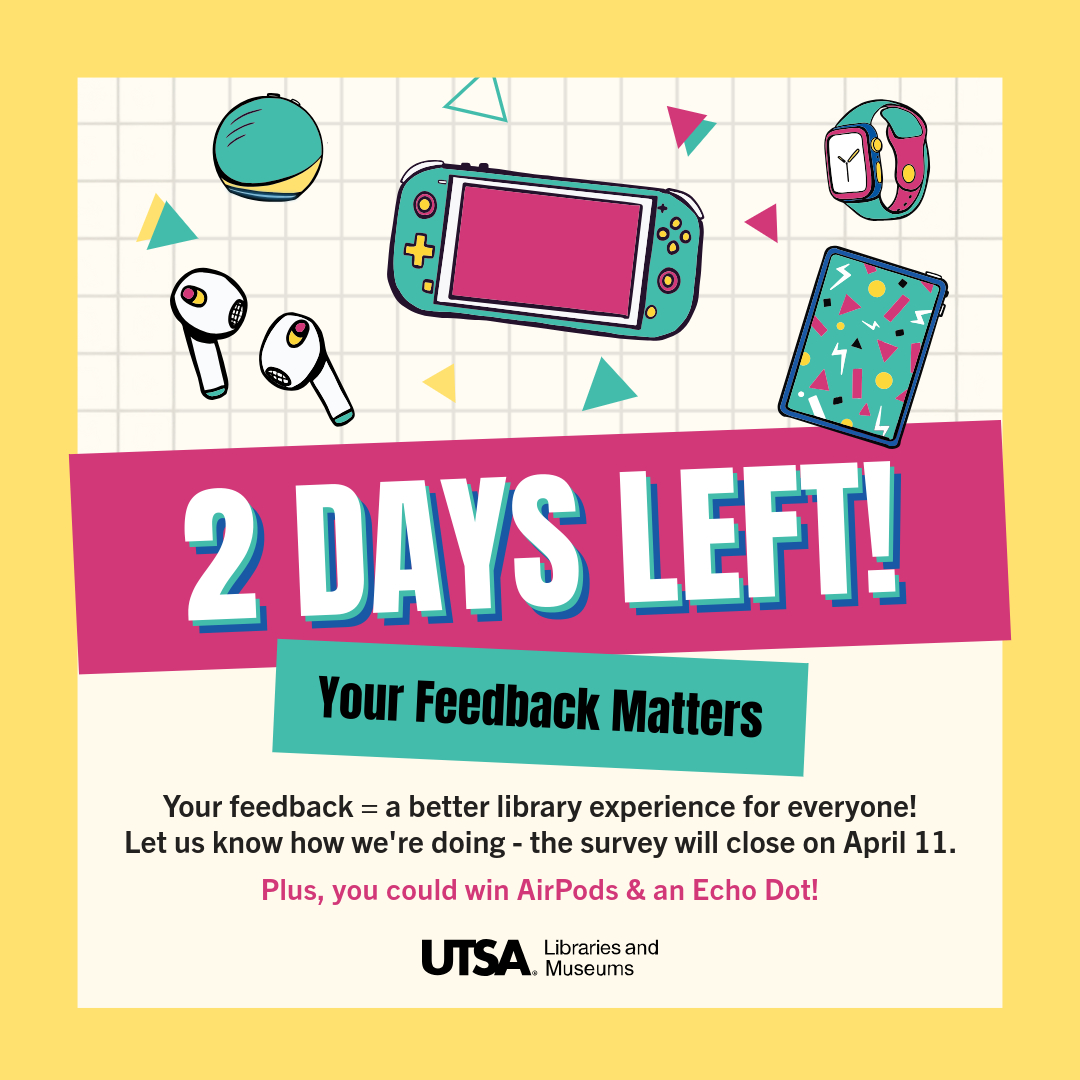 LAST CHANCE! 🚨 The survey closes on FRIDAY, APRIL 11! ⏳ Have your say &amp; enter to win! 🎁 Take the survey before it’s too late: [bit.ly/LibQUALSurvey]