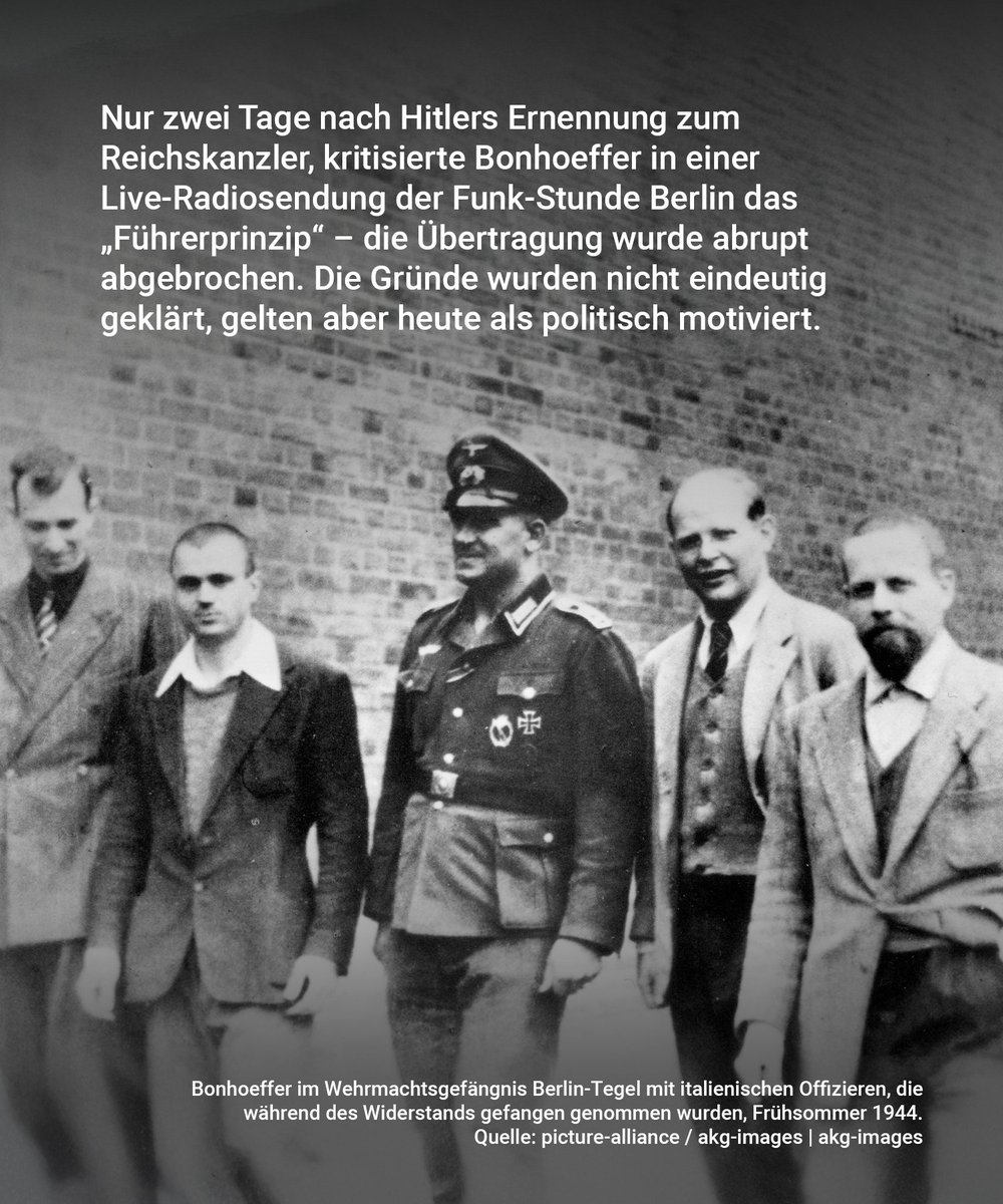 FNFreiheit's tweet image. 🕊️Heute vor 80 Jahren wurde der evangelische Theologe Dietrich #Bonhoeffer im Konzentrationslager Flossenbürg hingerichtet.

Als Mitglied des zivilen Widerstands stellte er sich mutig gegen das NS-Regime – als Redner, Lehrer, und Vermittler. Er lehnte jedes Schweigen gegenüber