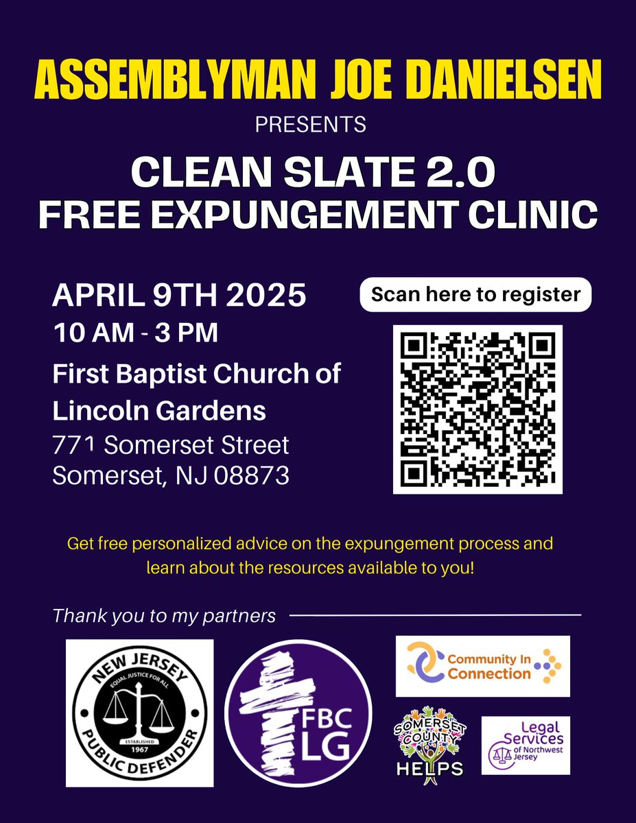 JoeDanielsen17's tweet photo. The doors are open!
If you need help making your tomorrow better today, please stop by and meet with legal professionals. #expungement #cleanslate #njld17 #alwaysatyourservice https://t.co/oTw1OrFHLo
