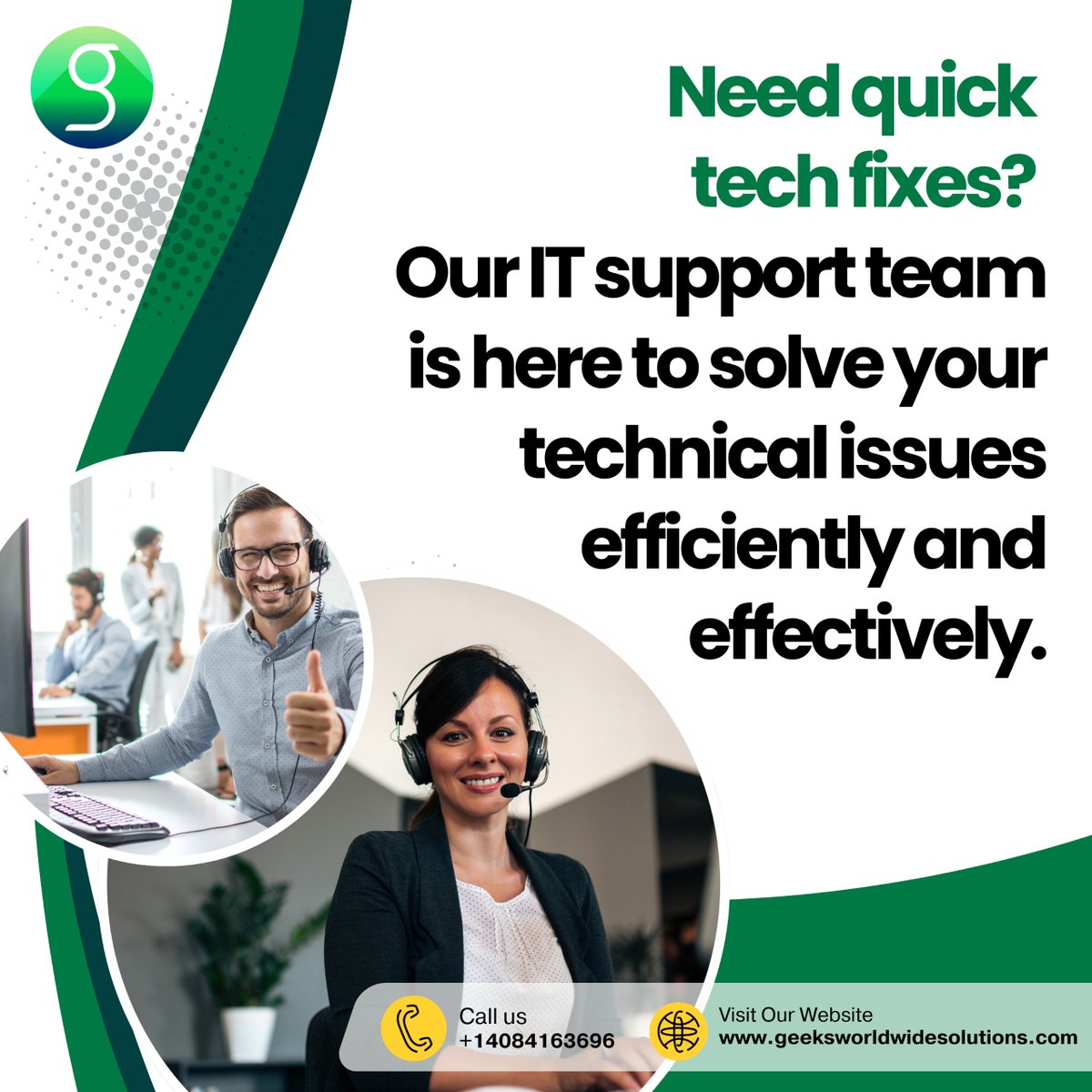 geek__solutions's tweet image. Need quick tech fixes?
Our expert IT support team is ready to tackle your technical issues quickly and precisely! We've got your back, whether it’s a glitch, error, or hardware hiccup.
📞 Call us now at +1 408-416-3696
#TechSupport #ITSolutions #QuickFixes #TechHelp