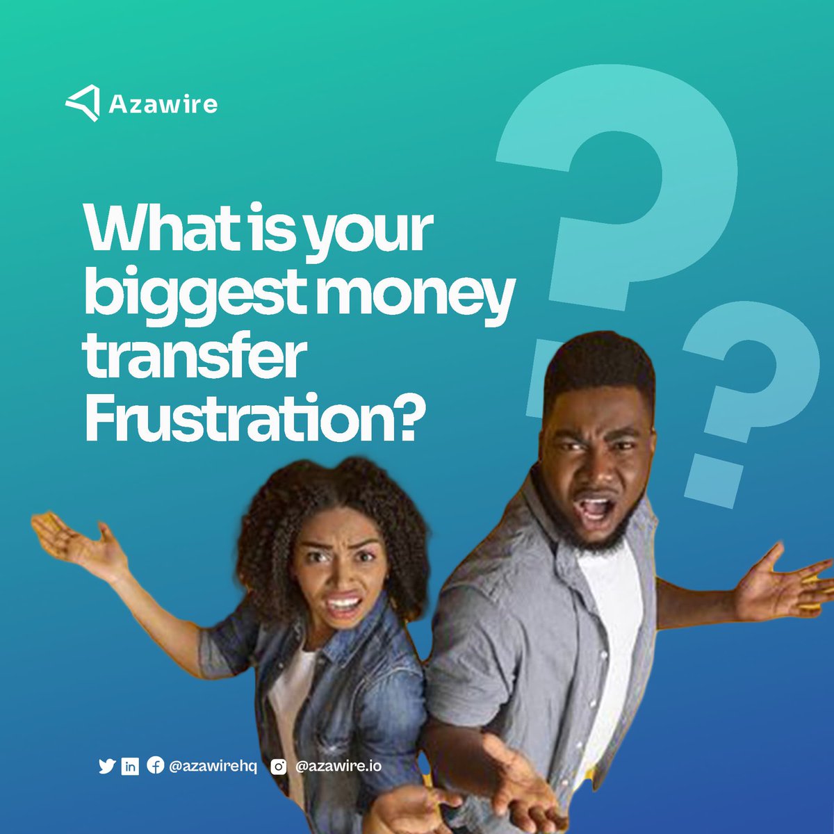 trytirra's tweet photo. Let us know:
1.Hidden fees
2.Long wait times
3.Crypto too complicated
4. No access to cards
Azawire is solving ALL of them.
Drop your answer in the comments
we’re listening.
#azawire #azawirev2 #noextrafees #nohiddencharges https://t.co/6I9Qe2jQES