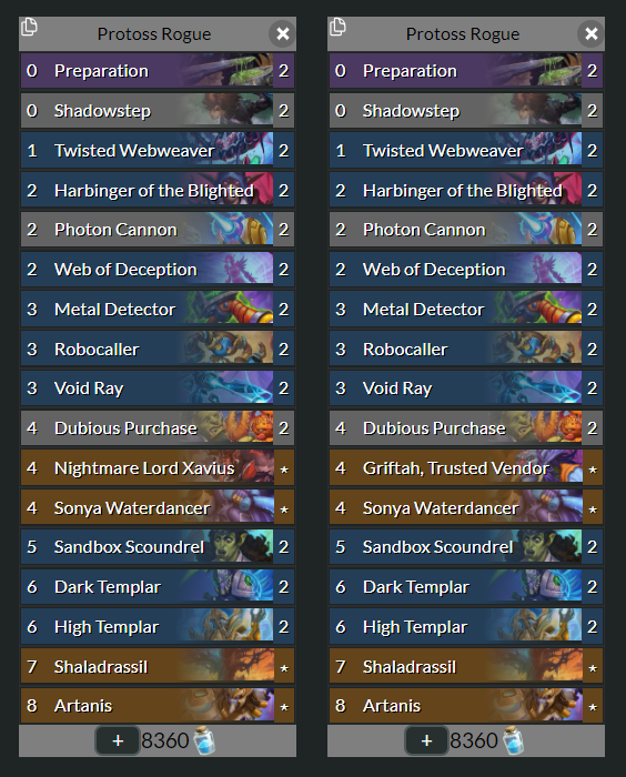 glormagic's tweet photo. 抖音丨十局阿肚 CN #280~#1 Archon Rogue
14 win streak
Deck 1: 60.8% winrate 69 games
Deck 2 (final version): 71.4% winrate 35 games
Deck code:
https://t.co/ft9dcXGGy6
Source:
https://t.co/9zk6S3HeSZ
#StandardHS https://t.co/FYsRV5h6zR