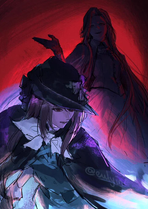 Quite an experimental piece. I'd probably try again another time.Anyway, finally drew Valentina n Semmelweis haha XD#Reverse1999 #Semmelweis #Valentina 