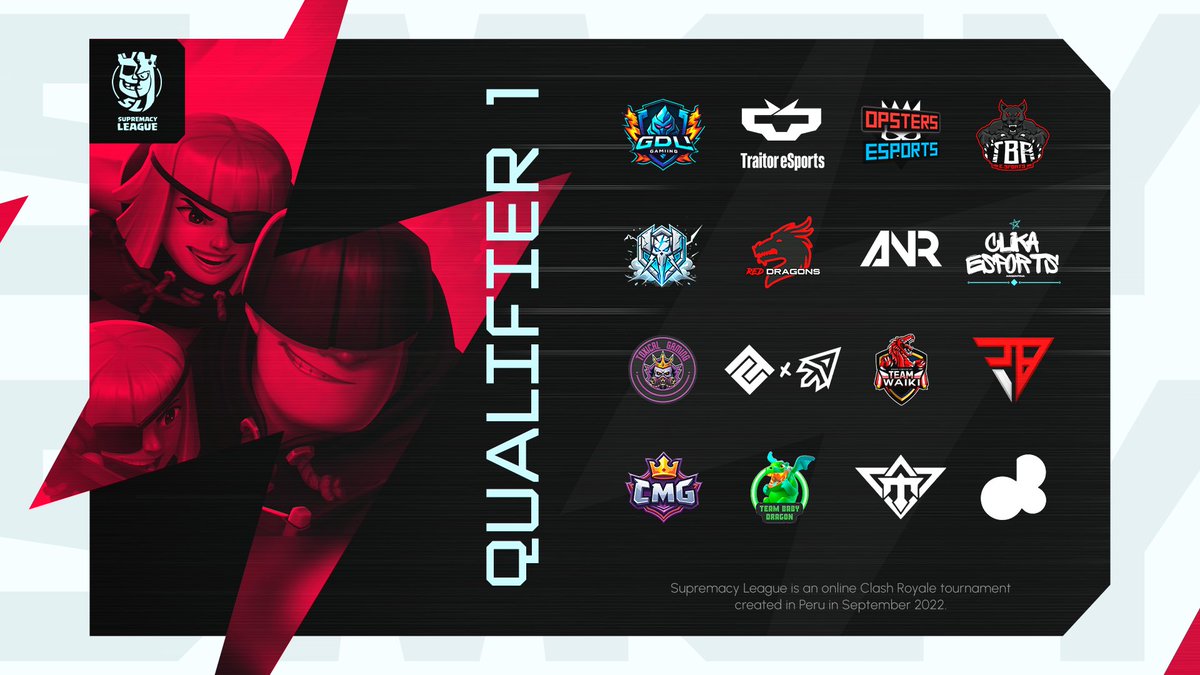 🔴 𝐓𝐄𝐀𝐌𝐒 - 𝐐𝐔𝐀𝐋𝐈𝐅𝐈𝐄𝐑 𝟏 ⚔️

We present the 16 teams of this 1st qualifier. 🚨

ONLY THE CHAMPION WILL GET A PLACE IN OUR LIGHTNING EDITION! ⚡️

Who will be the first qualified team? GOOD LUCK TO EVERYONE! 🔥

🇲🇽 <a href="/BABYDRAGON_ES/">TEAM BABY DRAGON 🐲</a>
🇲🇽 <a href="/GDL_GamingCR/">GDL Gaming</a>
🇲🇽🇨🇱 <a href="/TDelta_CR/">Team Delta (Δ)</a>
🇦🇷