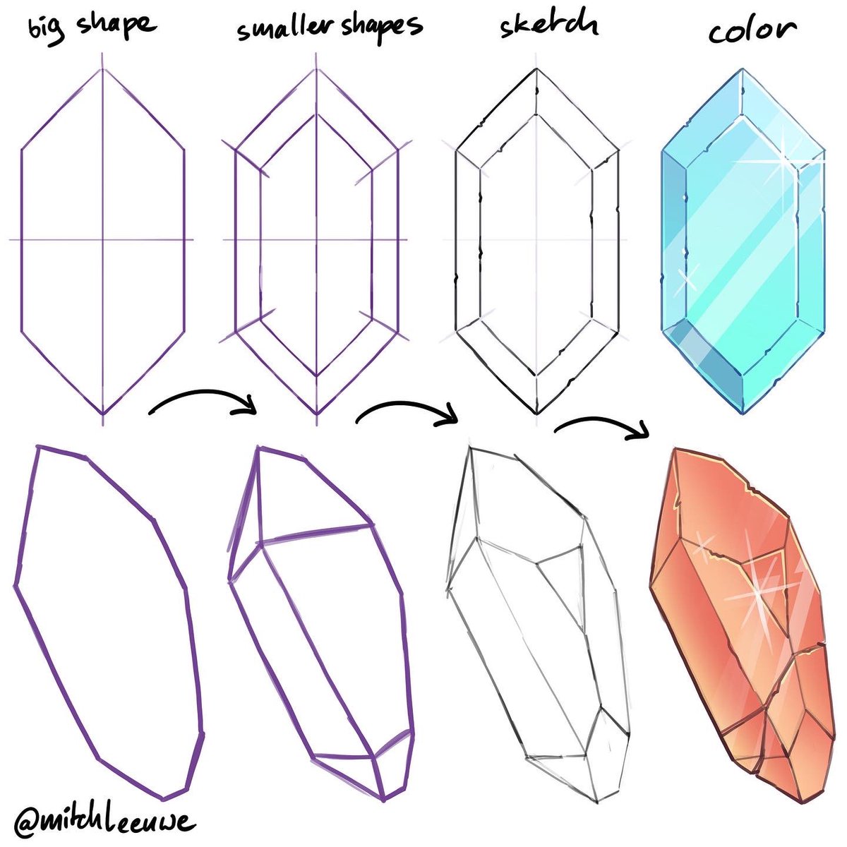 Not many things from nature has straight lines. But they are there, like these crystals. Still keep it random for more natural shapes. 
