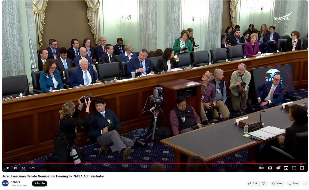 Spotted <a href="/johnkrausphotos/">John Kraus</a> photographing <a href="/rookisaacman/">Jared Isaacman</a> 's confirmation hearing