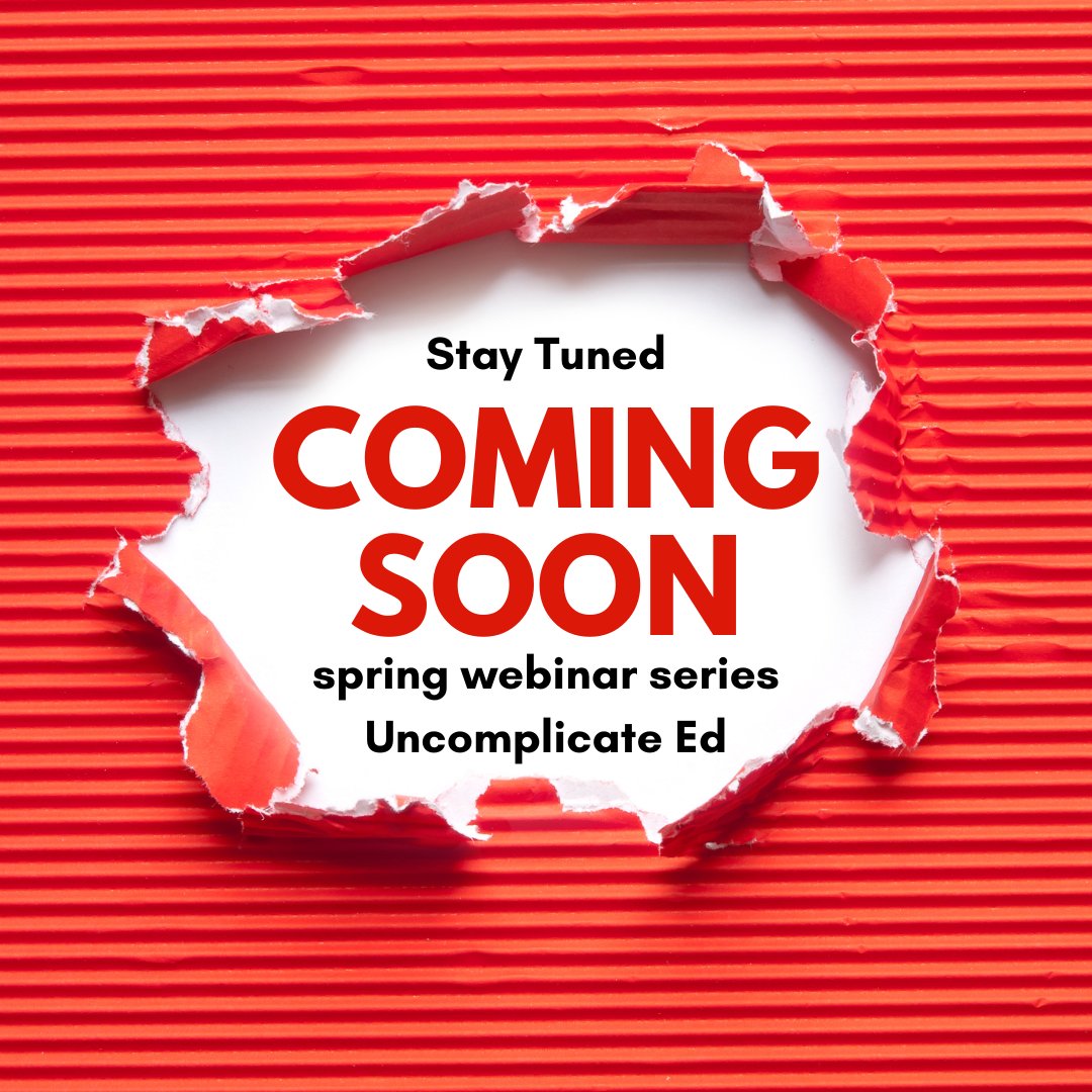Uncomplicate_Ed's tweet image. Spring Webinar Series: Coming Soon!

Get ready for PD that’s practical, relevant, and real.
• Tools you can use
• Strategy-packed sessions
• Designed for busy educators

Paid registration opens soon!
#UncomplicateEd #SpringPD #EducatorWebinars 
uncomplicateed.com/webinars
