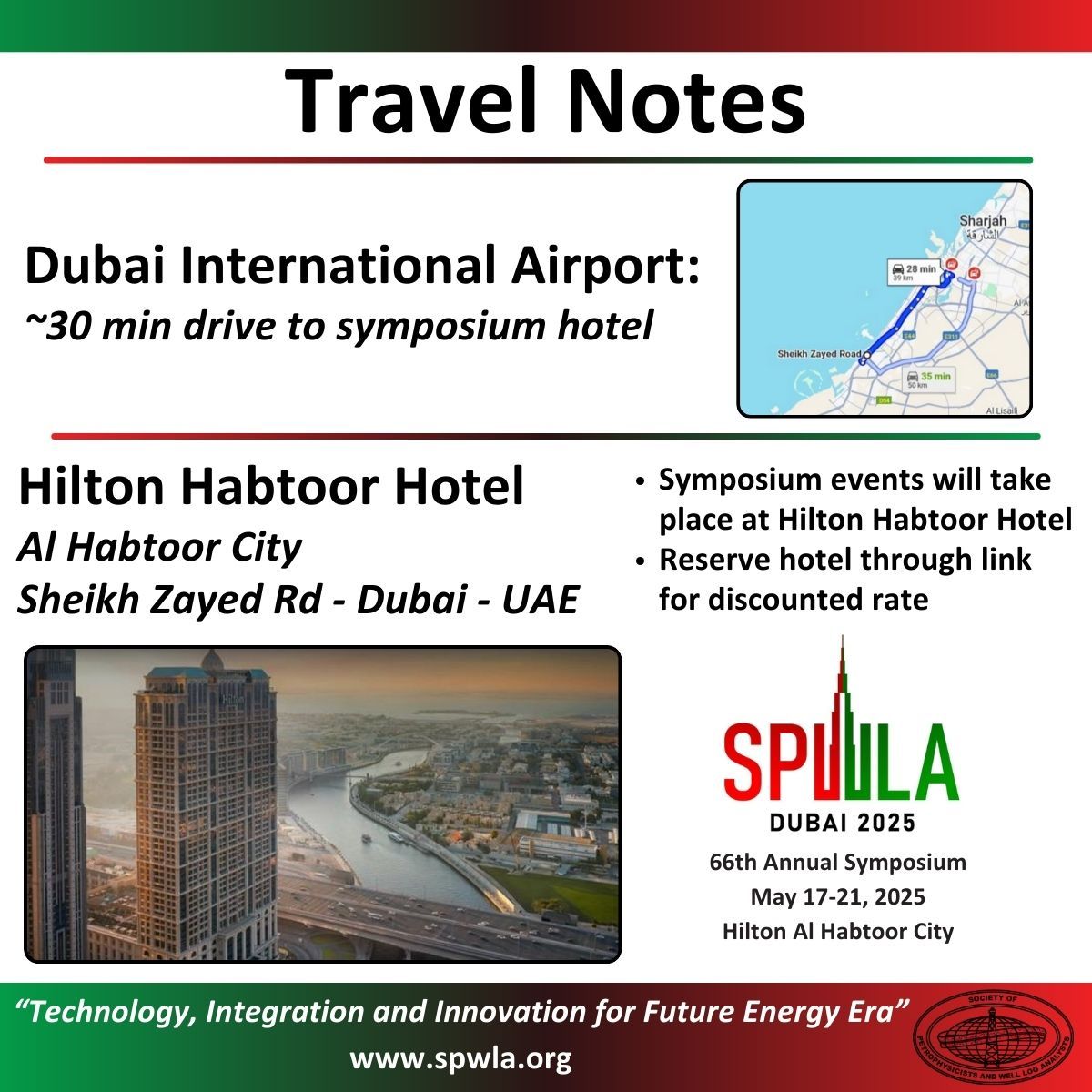 We're looking forward to the SPWLA 66th Annual Symposium May 17-21!
If you plan to stay at the venue, you can access the hotel registration through the SPWLA website: spwla.org/Symposium/ 

#spwla #spwla2025