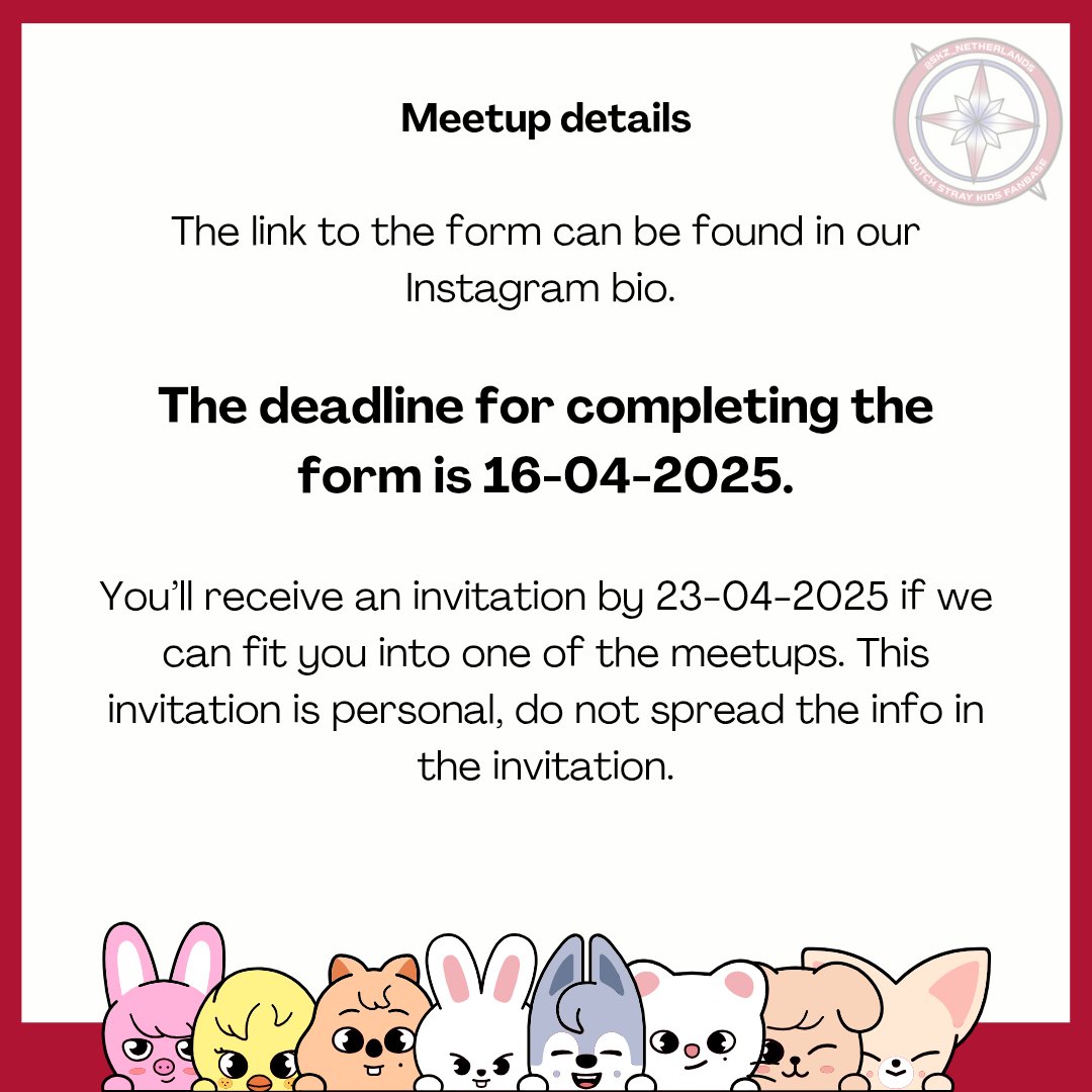 skz_netherlands's tweet photo. You can now fill in the signup form for the fanproject meetings! 

https://t.co/0TgHoof1Om https://t.co/WRAGNP128W