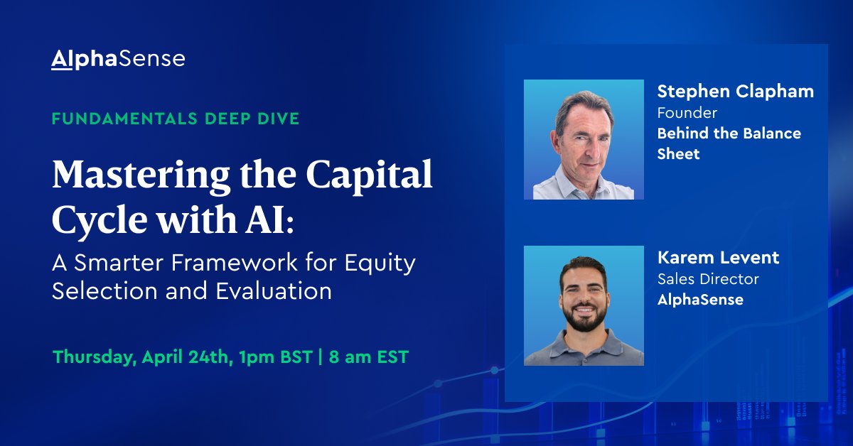 Steve Clapham, Analyst Author Podcaster Substacker (@steveclapham) on Twitter photo Join Me for a Live MasterClass on Thursday, April 24 at 1pm BST / 8am EST, where I’ll be diving into one of the most powerful—but underused—frameworks in equity research: the capital cycle. With <a href="/AlphaSenseInc/">AlphaSense</a>
bit.ly/42kFYW3 Join Me for a Live MasterClass on Thursday, April 24 at 1pm BST / 8am EST, where I’ll be diving into one of the most powerful—but underused—frameworks in equity research: the capital cycle. With <a href="/AlphaSenseInc/">AlphaSense</a>
bit.ly/42kFYW3