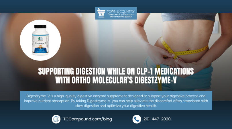 TCCompound's tweet image. GLP-1 meds can slow digestion, causing bloating or fullness. #DigestizymeV helps break down carbs, fats, proteins &amp;amp; fiber.

Learn more: bit.ly/428d23N 

#GLP1Support #GutHealth #DigestiveHealth #TCCompound