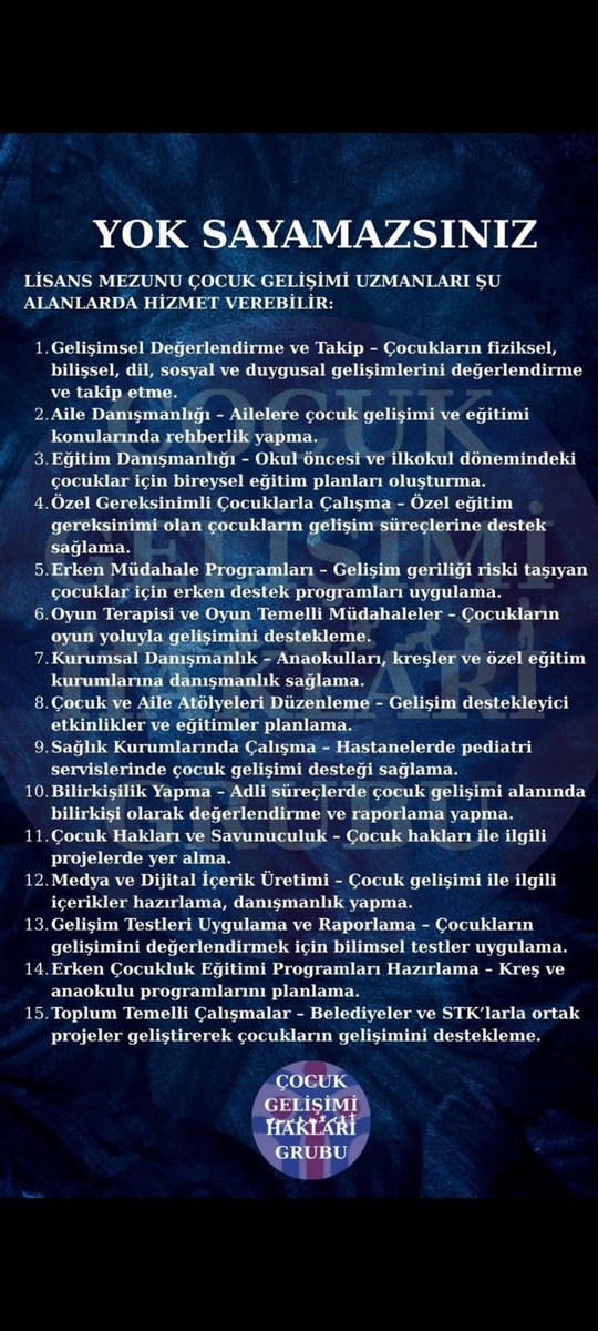 İşimizi yapmak istiyoruz #CocukGelisimcilereAdalet