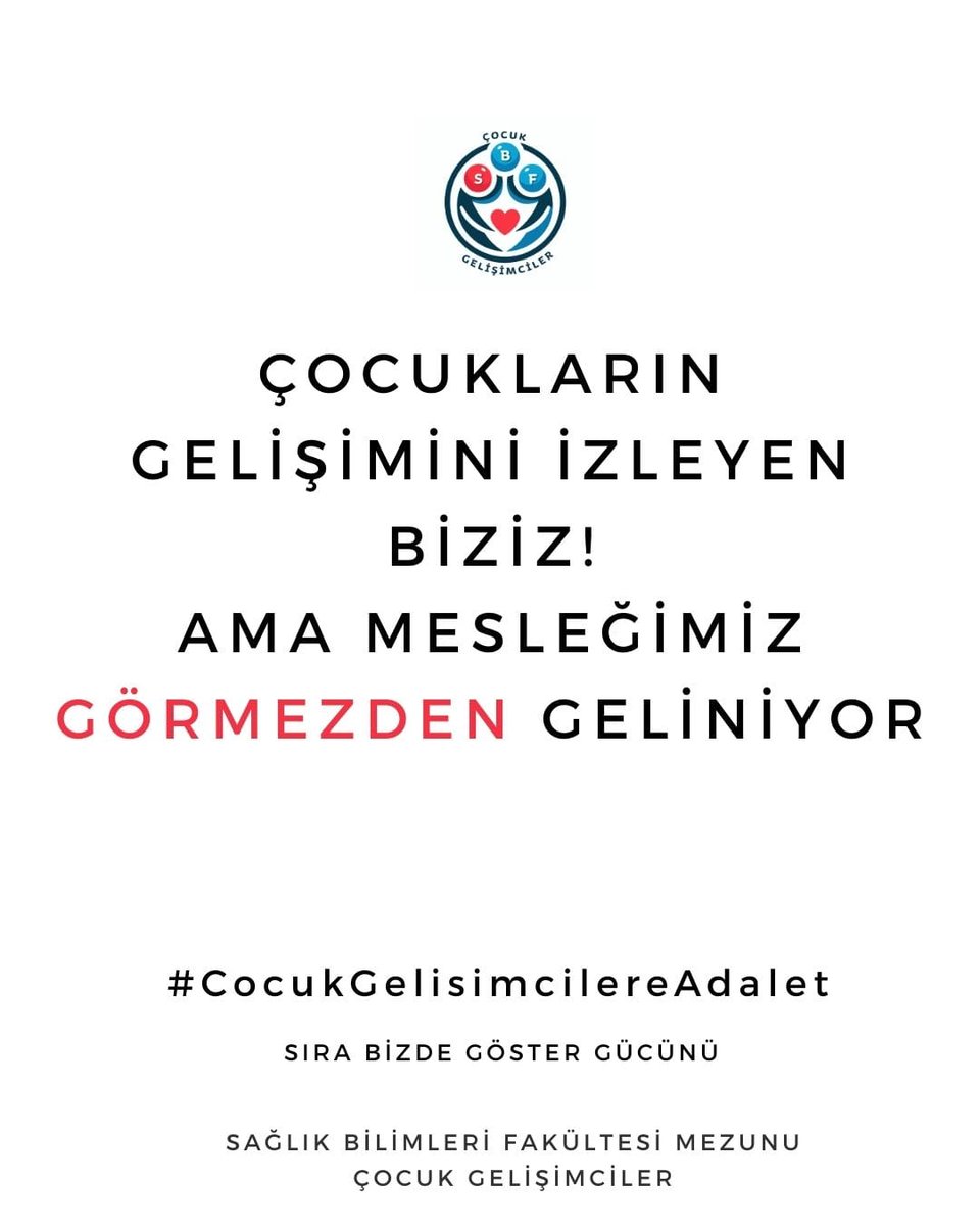 Son olarak, çocuk gelişimcilerin adalet arayışı, yalnızca bir meslek grubunun talebi değil, aynı zamanda evrensel bir hakkın savunulmasıdır. Bu hakların hayata geçirilmesi için çocuk gelişimcilerin güçlendirilmesi şarttır.
#CocukGelisimcilereAdalet