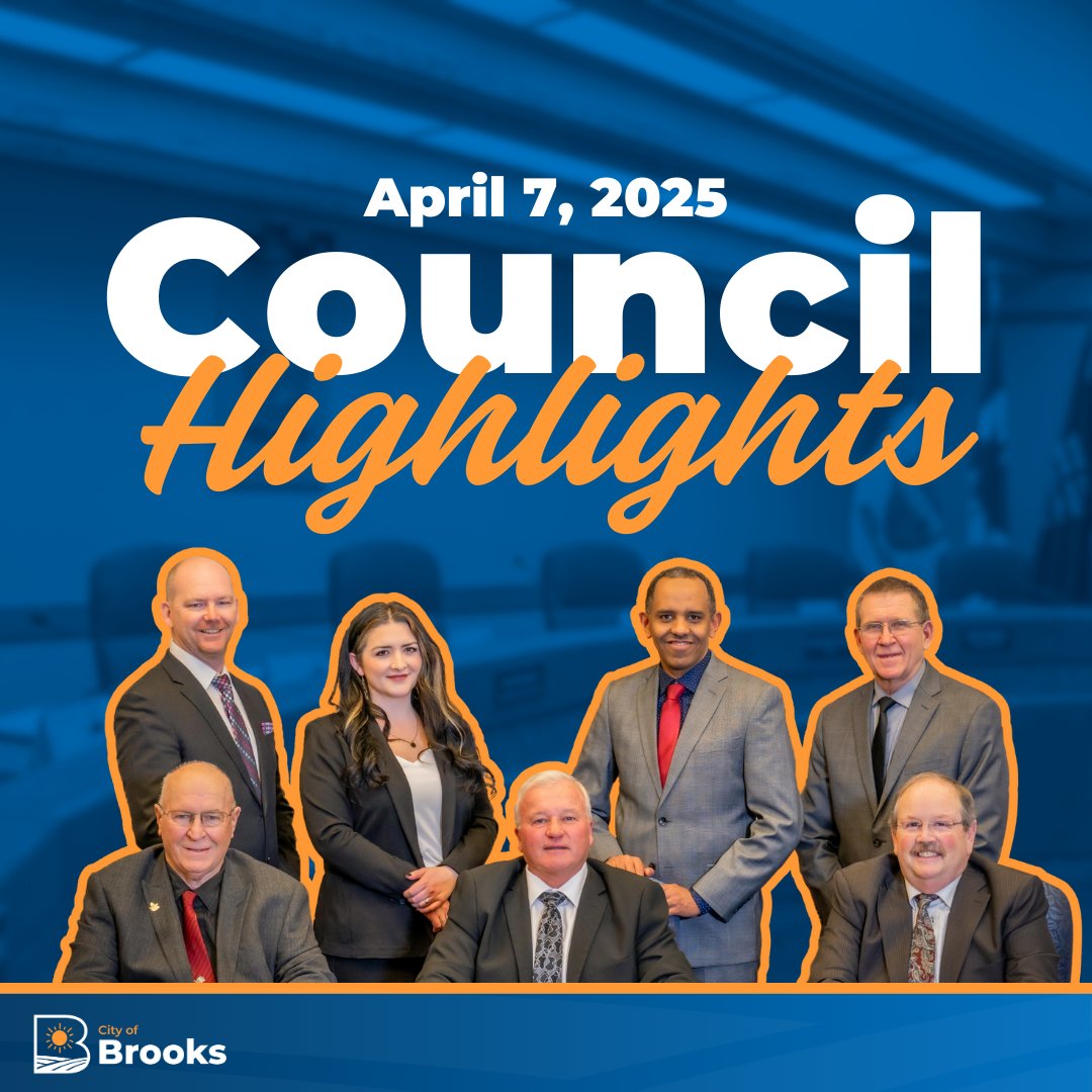 Want to know what happened at this week’s Council meeting?

✅ New RCMP Commander
✅ STARS update
✅ Lights On Afterschool Day
✅ Wave pool repairs
✅ Emergency Plan approved
✅ Tax bylaw passed
✅ Spray Park item deferred

📝 Full highlights: brooks.ca/DocumentCenter…