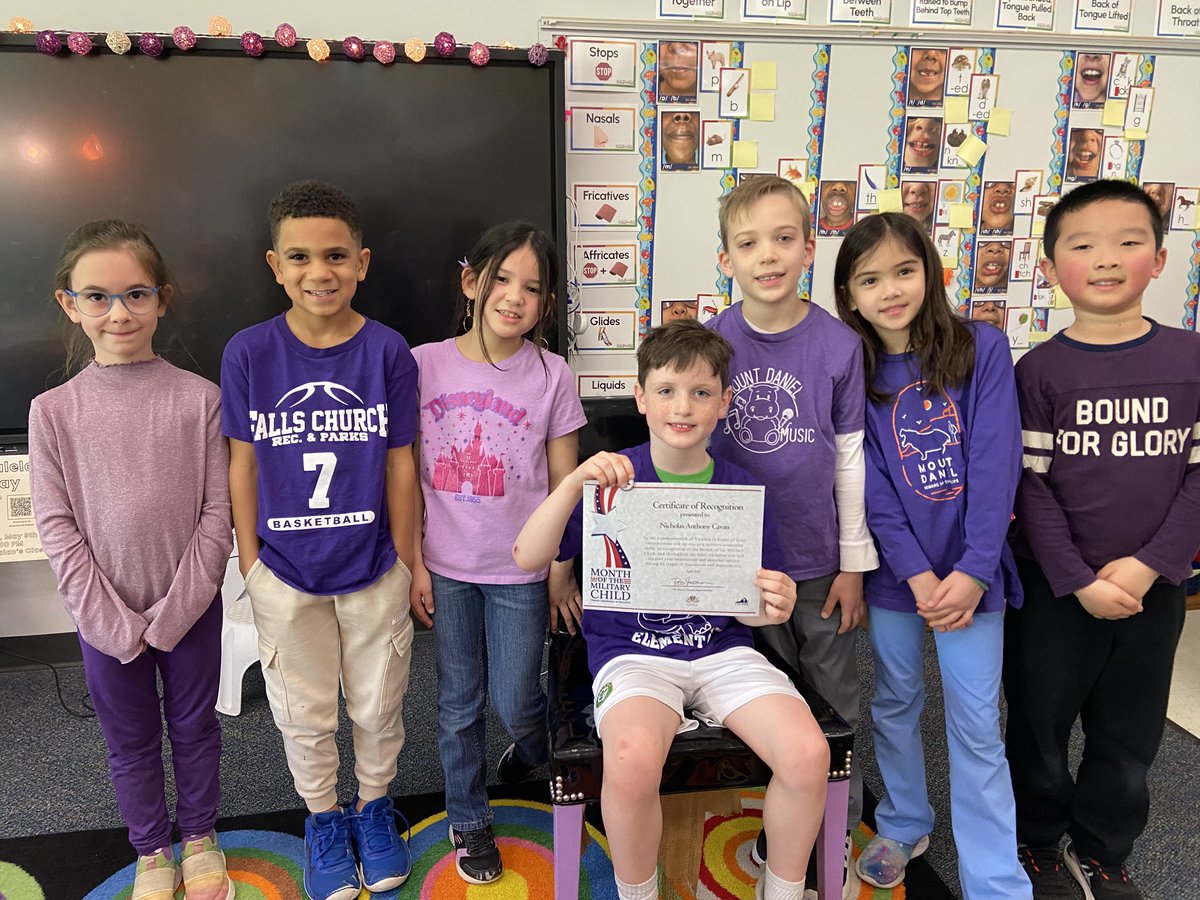 Wearing purple to show support for this special kiddo, his family, and all Military families!! <a href="/mdhippos/">Mount Daniel School</a> <a href="/FCCPS/">Falls Church City Public Schools</a>