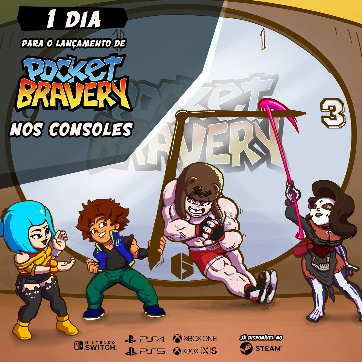🇺🇸 IT'S TOMORROW!
Pocket Bravery hits consoles this Thursday!

🇧🇷 É AMANHÃ!
Pocket Bravery chega aos consoles nessa quinta feira!

#BEBRAVE

bit.ly/41CrDC0