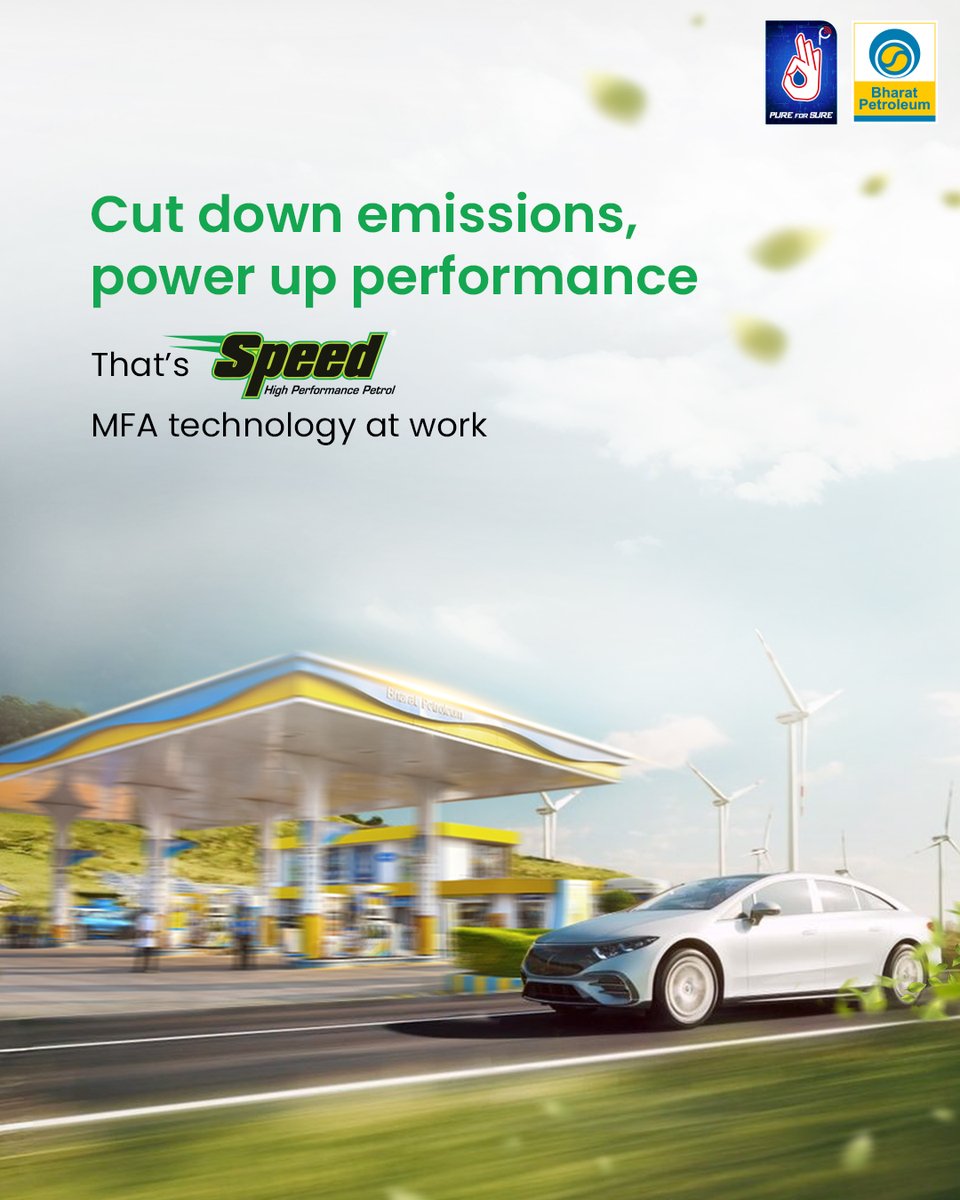 BPCLRetail1's tweet image. Experience the SPEED difference!

Our unique Friction Modifier reduces engine friction for a smoother drive, improved mileage, and enhanced performance.

It&apos;s not just fuel, it&apos;s a better driving experience.

#SPEED #SmoothDrive #PerformanceBoost #BPC