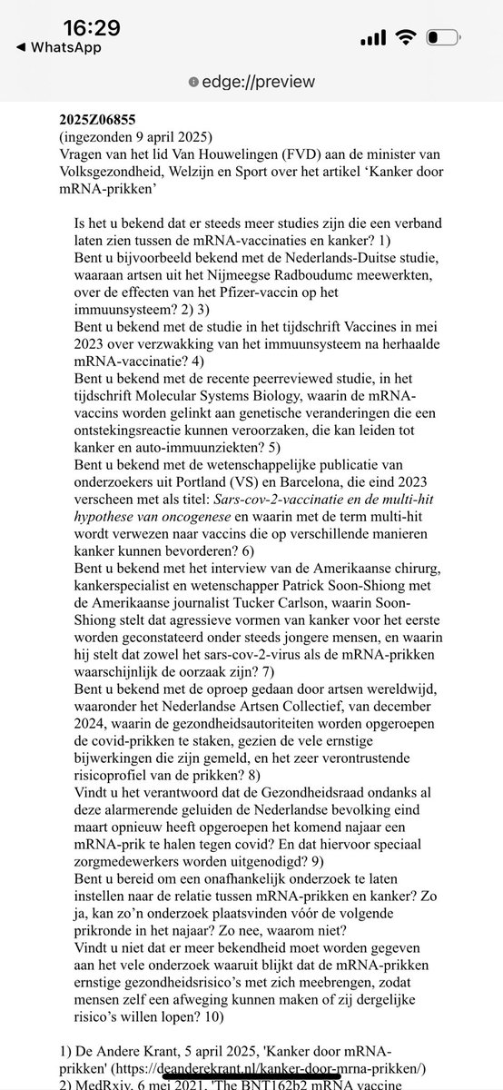 PvanHouwelingen's tweet image. Forum voor Democratie heeft aan de minister Kamervragen gesteld over (mogelijk ernstige) bijwerkingen van de Coronavaccins:👇

tweedekamer.nl/kamerstukken/k…