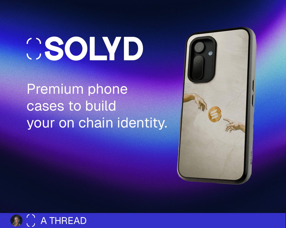 Identity defines recognition in today's world.

Style + Rap = Doechi.
Red hair + green tail = Ariel. 
Low fees + speed = Solana. 

Now <a href="/SOLYD_STORE/">SOLYD (iPhone arc)</a> aims to own that mental space for Seeker accessories, combining protection with genuine value. 

Here's why they would succeed 🧵