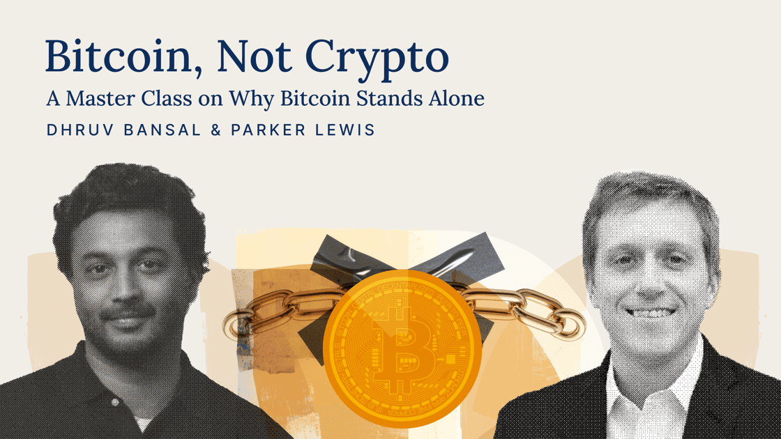 unchained's tweet photo. Last month at @uaustinorg, @parkeralewis & @dhruvbansal presented a three-part master class on why bitcoin works—and why everything else doesn’t.
We're hosting a live premiere of the video on April 22nd at 10am CT—mark your calendars and sign up here: https://t.co/3RW8nmOAlc https://t.co/YjRIBjf1vw