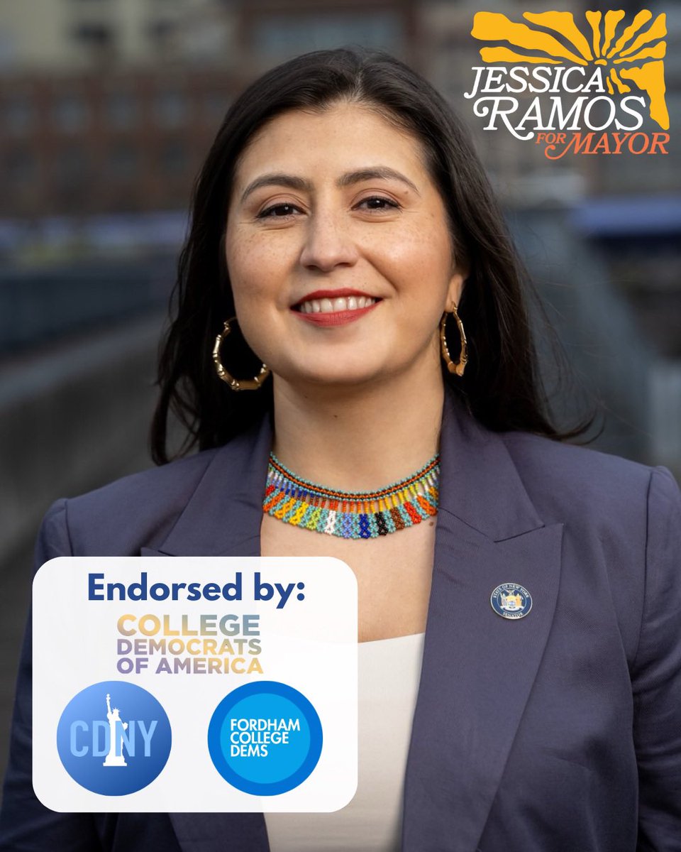 jessicaramosqns's tweet photo. I’m honored to have the support of @CollegeDemsNY as we fight for good jobs, climate justice, and a more inclusive NYC.
Young people are leading the way, and their votes will decide our future. Let’s win this!
#vamosramos #timetofight #nycmayor
#dream #ramos https://t.co/vqZWSmuvS2
