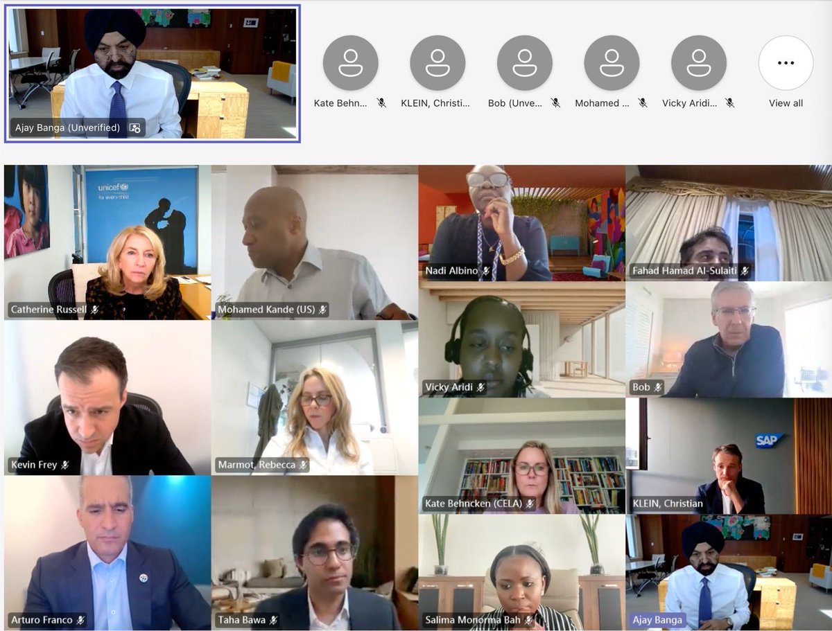 Catherine Russell (@unicefchief) on Twitter photo Delighted to have <a href="/WorldBank/">World Bank</a> Group President Ajay Banga join the <a href="/GenUnlimited_/">Generation Unlimited</a> Board meeting this week.
UNICEF appreciates our great partnership with the World Bank to further the lives of children, including skills development and job creation for youth.
#SkillsRightNow Delighted to have <a href="/WorldBank/">World Bank</a> Group President Ajay Banga join the <a href="/GenUnlimited_/">Generation Unlimited</a> Board meeting this week.
UNICEF appreciates our great partnership with the World Bank to further the lives of children, including skills development and job creation for youth.
#SkillsRightNow