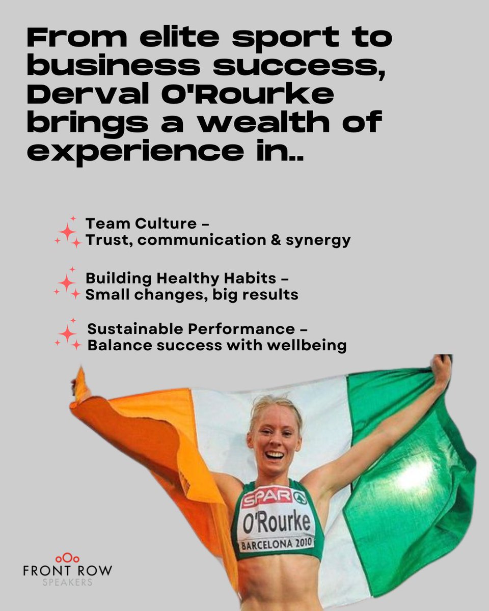 Front Row Speakers (@frspeakers) on Twitter photo Workplace Wellbeing Day is coming up on April 30th, and who better to bring in than someone who truly lives what she shares? 🏃♀️
<a href="/DervalORourke/">Derval O'Rourke</a> brings practical wellbeing advice that teams can actually use!
📩 Want to bring Derval to your workplace? welcome@frontrowspeakers.com Workplace Wellbeing Day is coming up on April 30th, and who better to bring in than someone who truly lives what she shares? 🏃♀️
<a href="/DervalORourke/">Derval O'Rourke</a> brings practical wellbeing advice that teams can actually use!
📩 Want to bring Derval to your workplace? welcome@frontrowspeakers.com