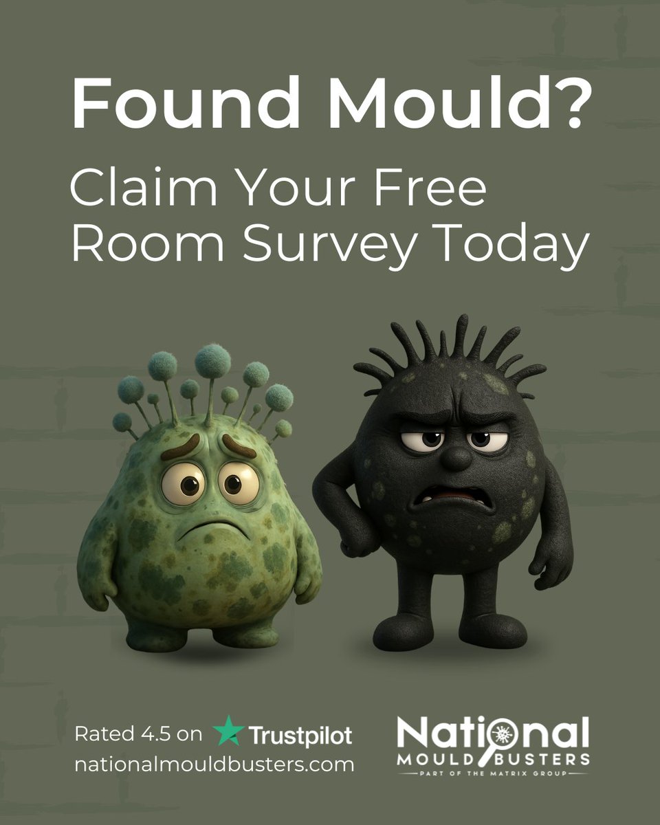 🛑 Found Mould? Don’t wait – act now! 🛑 
National Mould Busters offers a FREE room survey to detect and diagnose mould before it becomes a bigger problem. 

📞 Call now on 0333 900 8884 or
visit nationalmouldbusters.com

Let’s bust that mould for good! 🧼💪