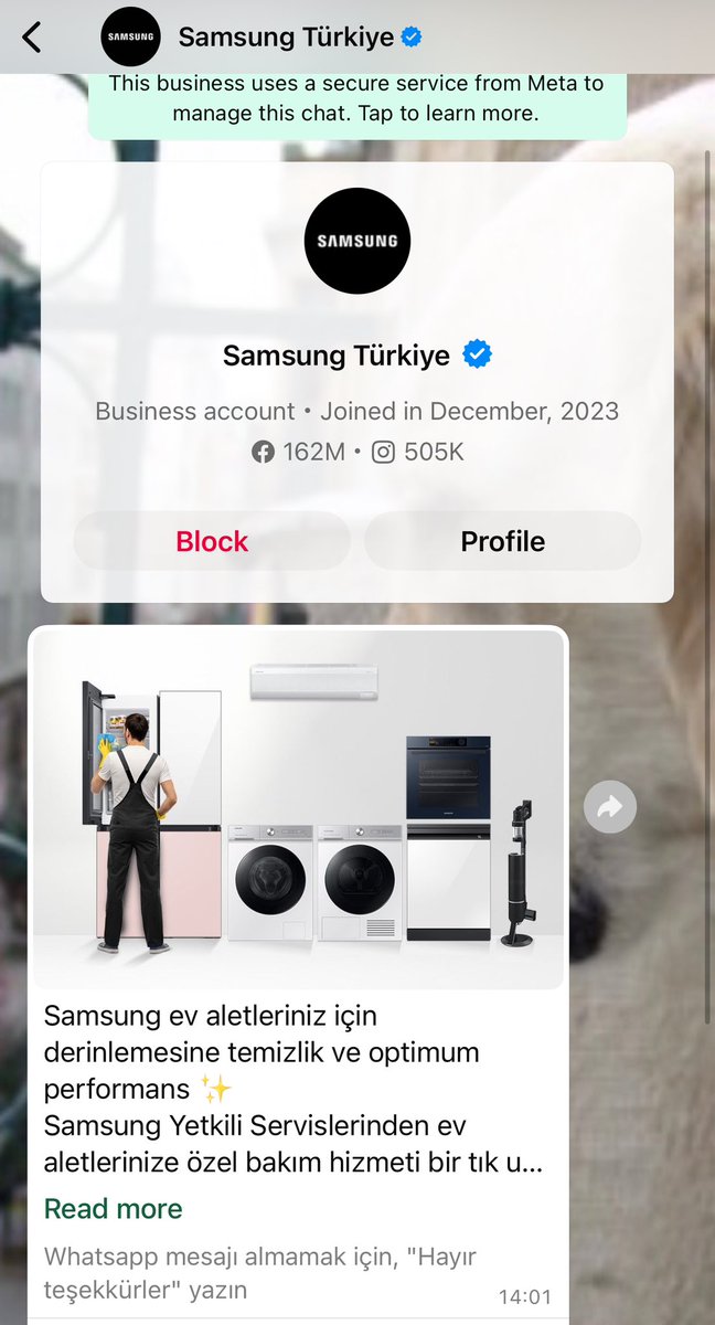 tikinateashop's tweet photo. @SamsungTurkiye  3 Nisan whatsapp üzerinden bana ulaşıp S CARE servis paketi al dediniz. 3 klima için aldım, gün içinde servis arayıp randevu verecek dediniz, 9 Nisan oldu kimse aramadı. Call Center’ı 4 kez arayıp kayıt oluşturdum, dönen olmadı. 
İade talep ediyorum. https://t.co/dwQqXgcPhv