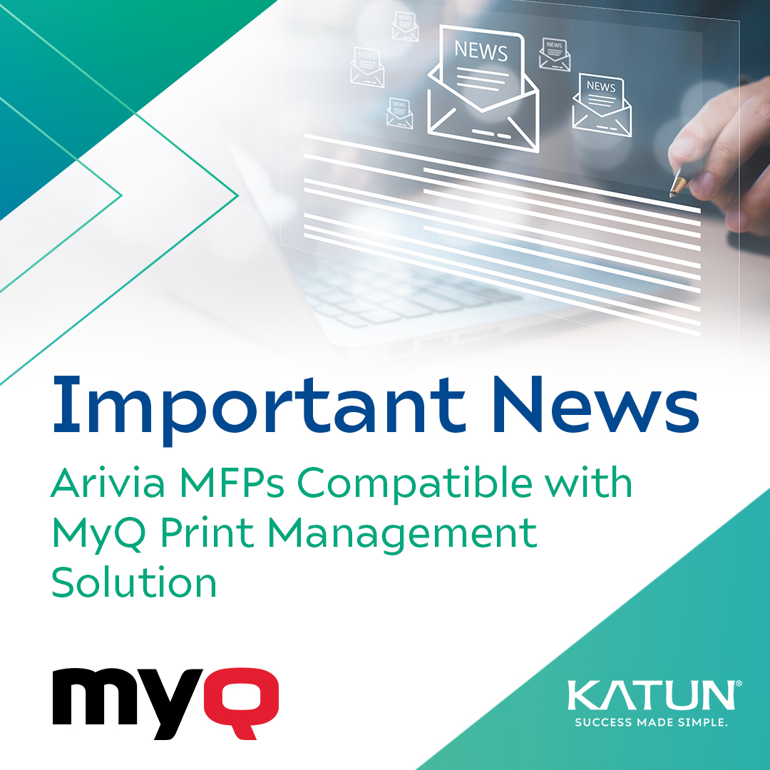 katun's tweet photo. Today we are proud to announce that Arivia MFPs are now fully compatible with MyQ, a powerful print management solution. Read our news release for more information:
https://t.co/m2JXIr1Qiz
#SuccessMadeSimple #Katun #Arivia #MyQ #copier #printer #MFP https://t.co/w5oKjwgDpy