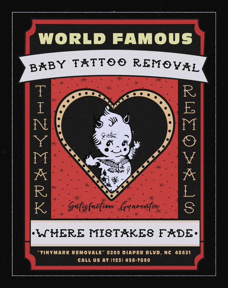 kmdesigns1919's tweet photo. Make a mistake? No worries! Baby tattoo removal is here! Where mistakes ✨fade away✨

#mockad #mockup https://t.co/KICnGvQZBv