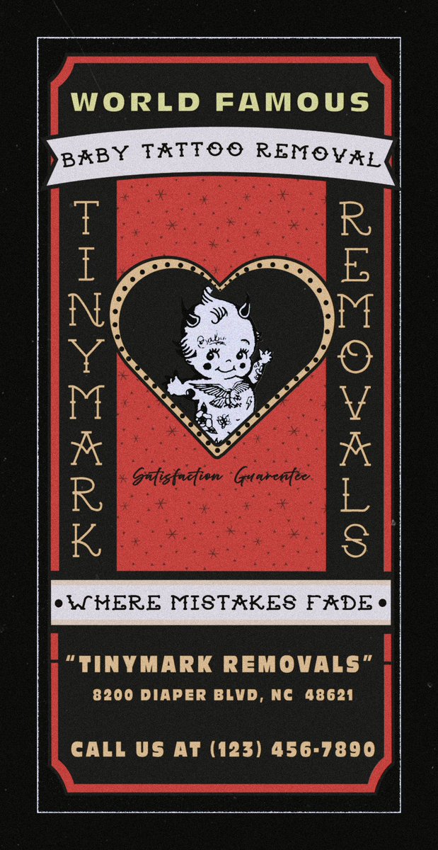 kmdesigns1919's tweet photo. Make a mistake? No worries! Baby tattoo removal is here! Where mistakes ✨fade away✨

#mockad #mockup https://t.co/KICnGvQZBv