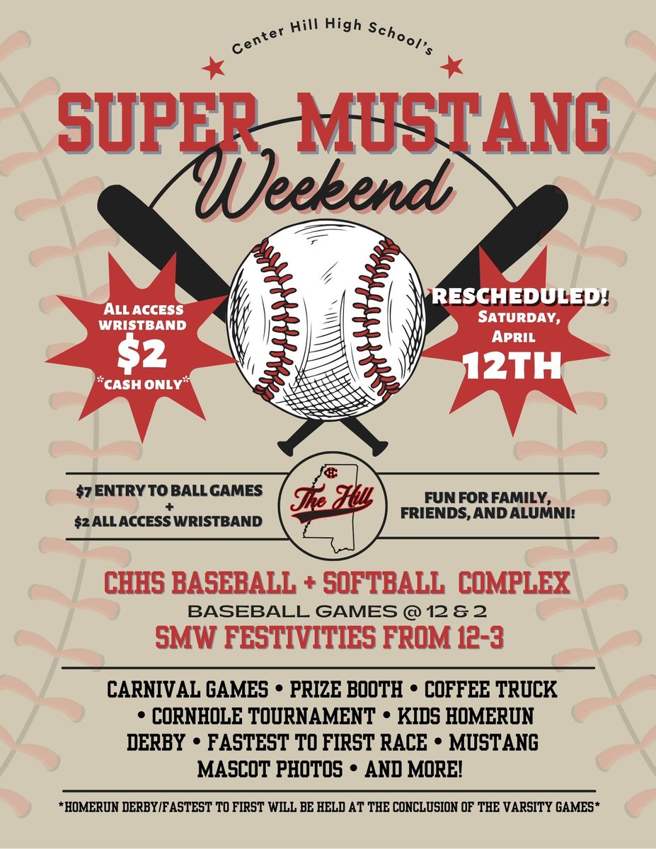 Come join us this Saturday, April 12th from 12 to 3, for Super Mustang Weekend. There will be fun and games for all age groups. #RepsectTheHill