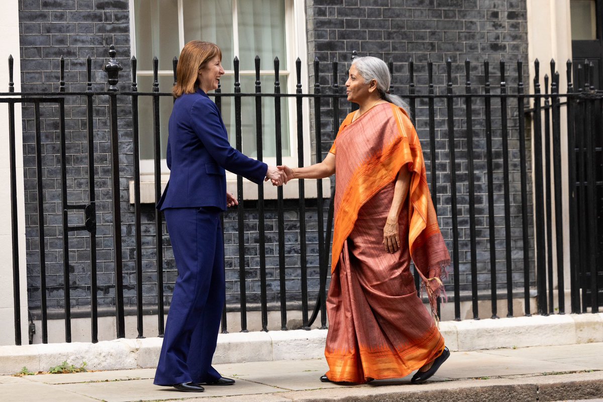 Ministry of Finance (@finminindia) on Twitter photo Union Minister for Finance and Corporate Affairs Smt. <a href="/nsitharaman/">Nirmala Sitharaman</a> met Ms. <a href="/RachelReevesMP/">Rachel Reeves</a>, Chancellor of the Exchequer of the United Kingdom, at 11 Downing Street, in London, yesterday. Union Minister for Finance and Corporate Affairs Smt. <a href="/nsitharaman/">Nirmala Sitharaman</a> met Ms. <a href="/RachelReevesMP/">Rachel Reeves</a>, Chancellor of the Exchequer of the United Kingdom, at 11 Downing Street, in London, yesterday.